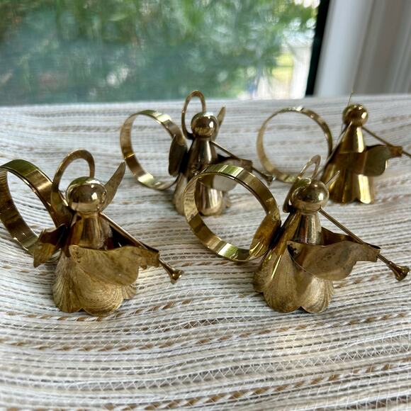 Vintage Brass Angel Napkin Rings Set of 4 Christmas Holiday Decor - Picture 1 of 12